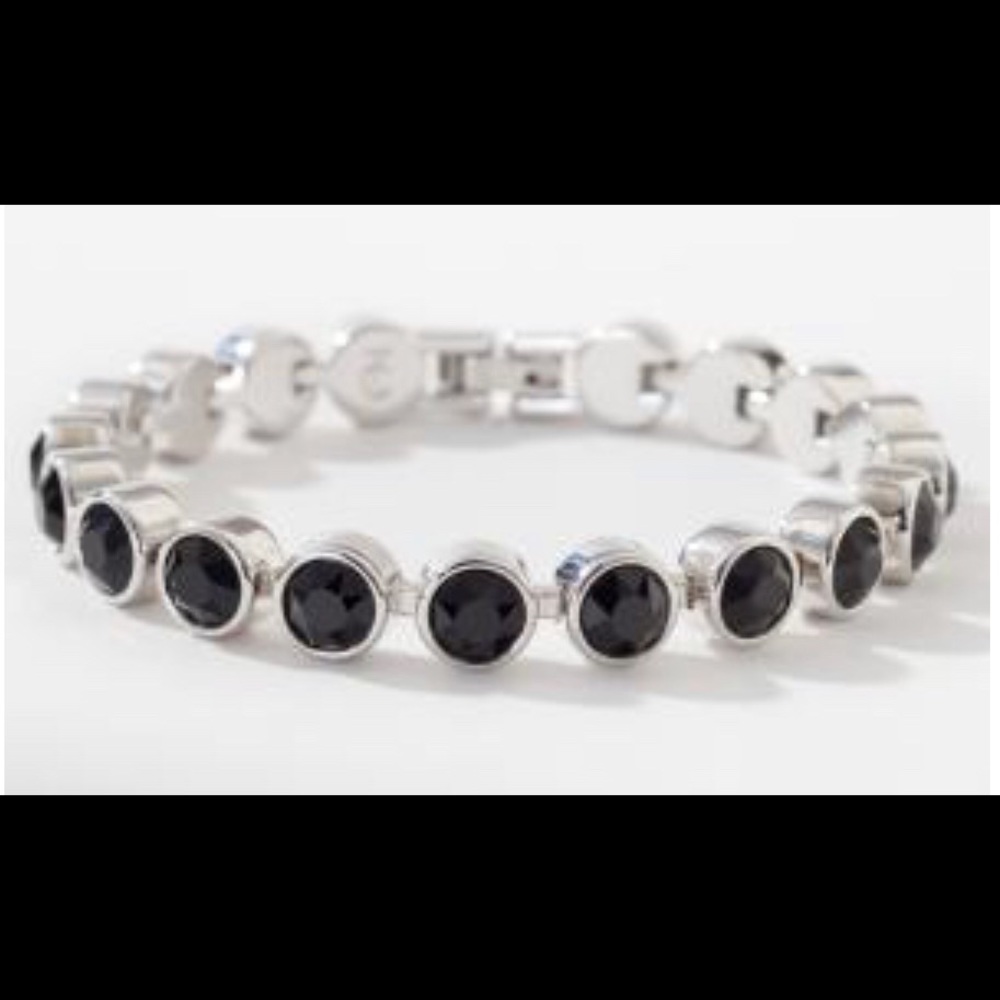 Touchstone Crystal ice bracelet JET BLACK rhodium plated BNIB